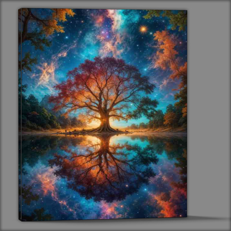 Buy Canvas : (The large old oak tree in a nebula sky)