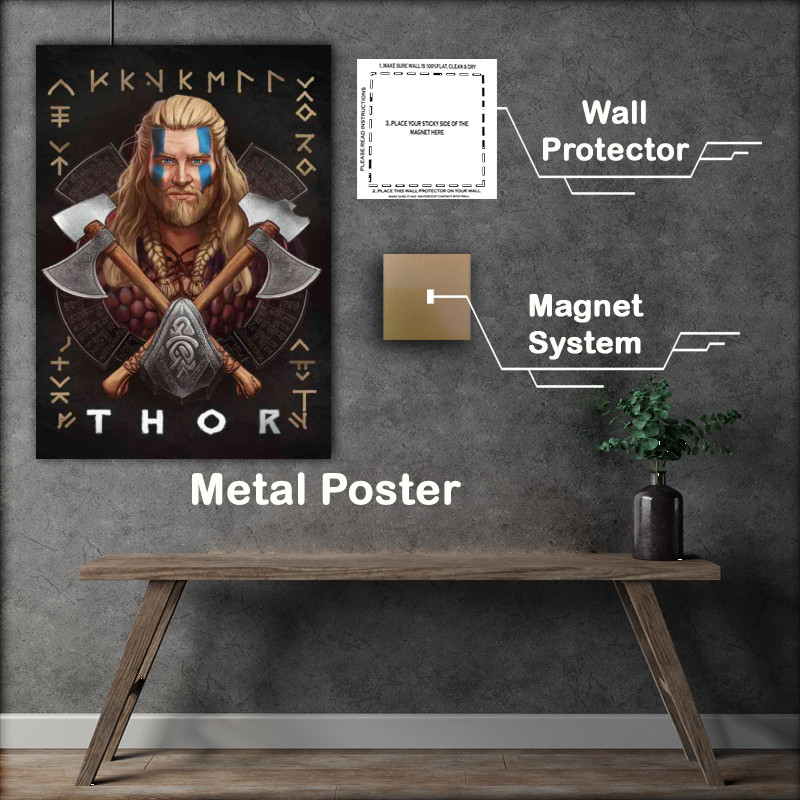 Buy Metal Poster : (Norse warrior with axes)
