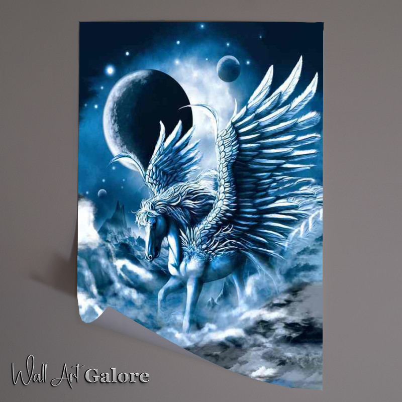 Buy Unframed Poster : (Pegasus through the clouds)
