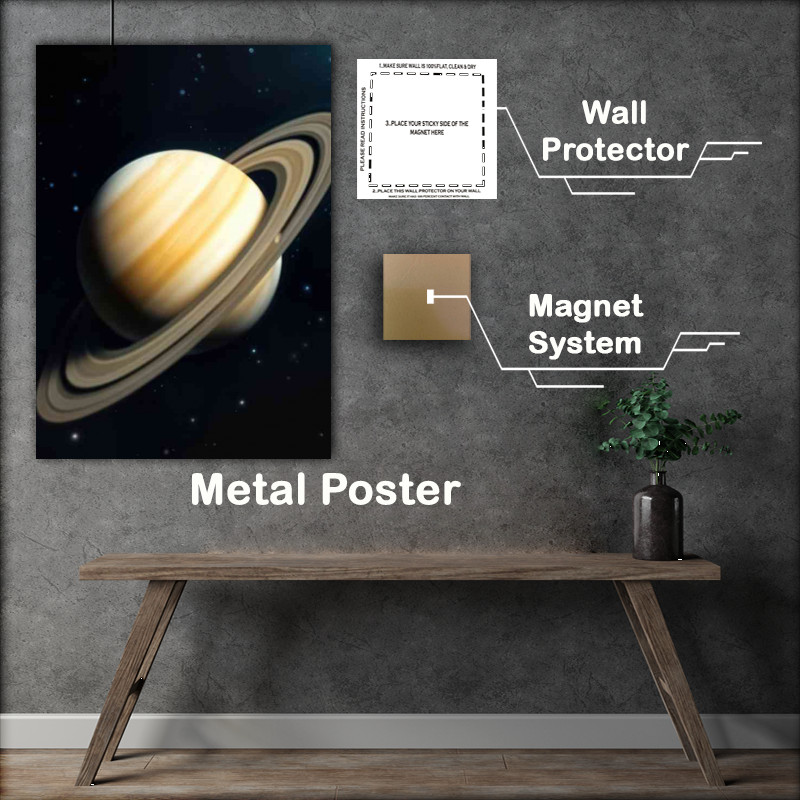 Buy Metal Poster : (Saturn planet withgas rings)