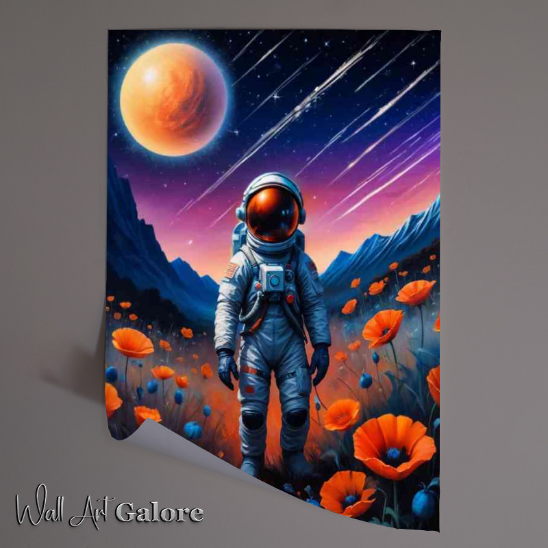 Buy Unframed Poster : (Space man In the poppy fields)