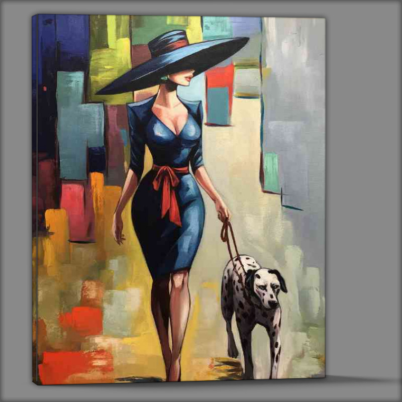 Buy Canvas : (Dressed in a stylish form fitting blue dress)