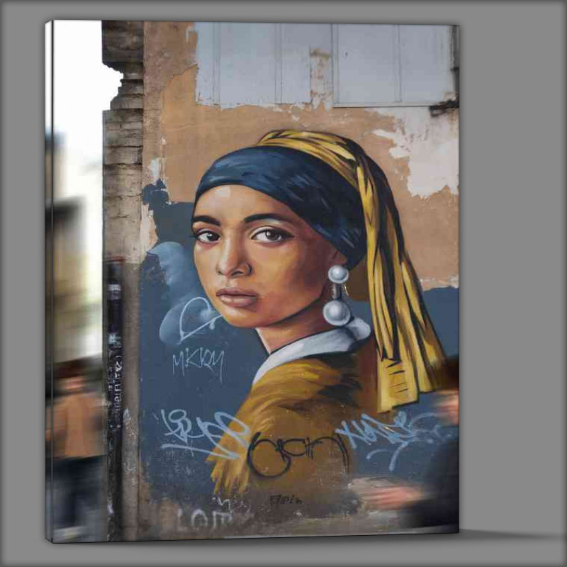 Buy Canvas : (Street mural of a woman s portrait)