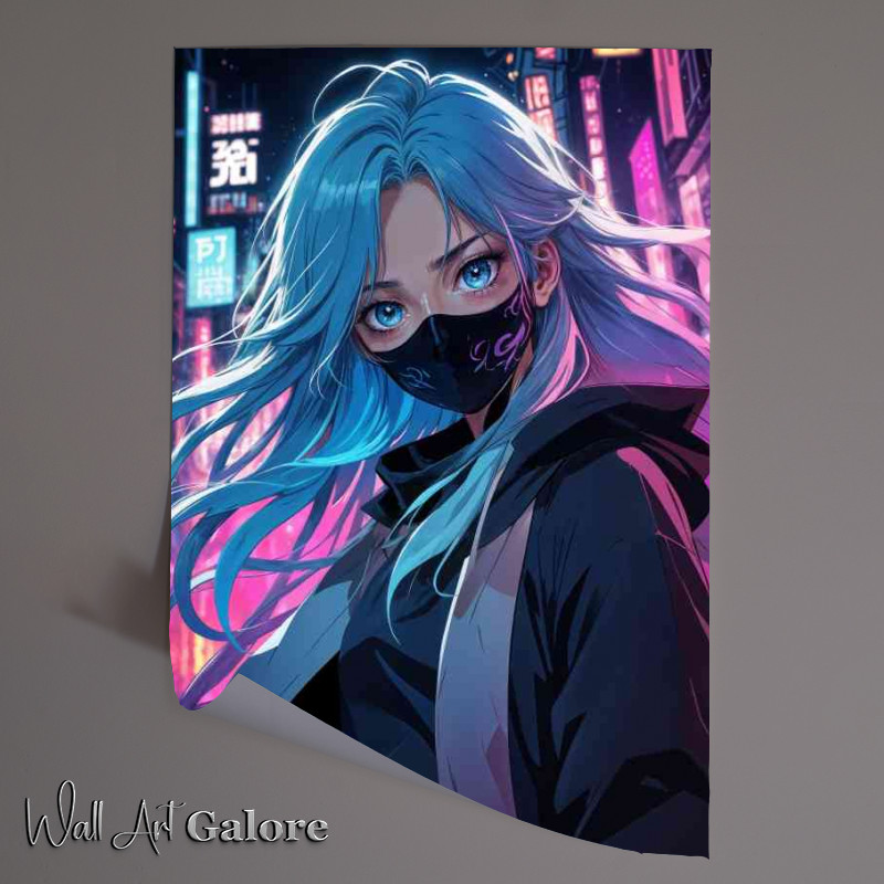 Buy Unframed Poster : (Clolorful cyberpunk animae girl in city)