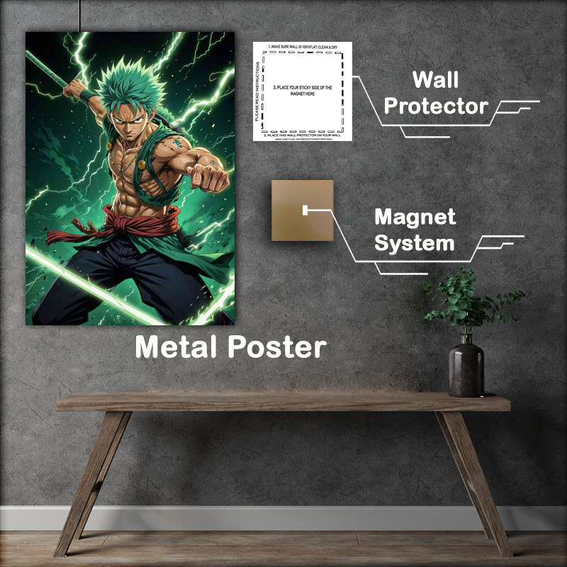 Buy Metal Poster : (One Piece Roronoa Zoro full green)