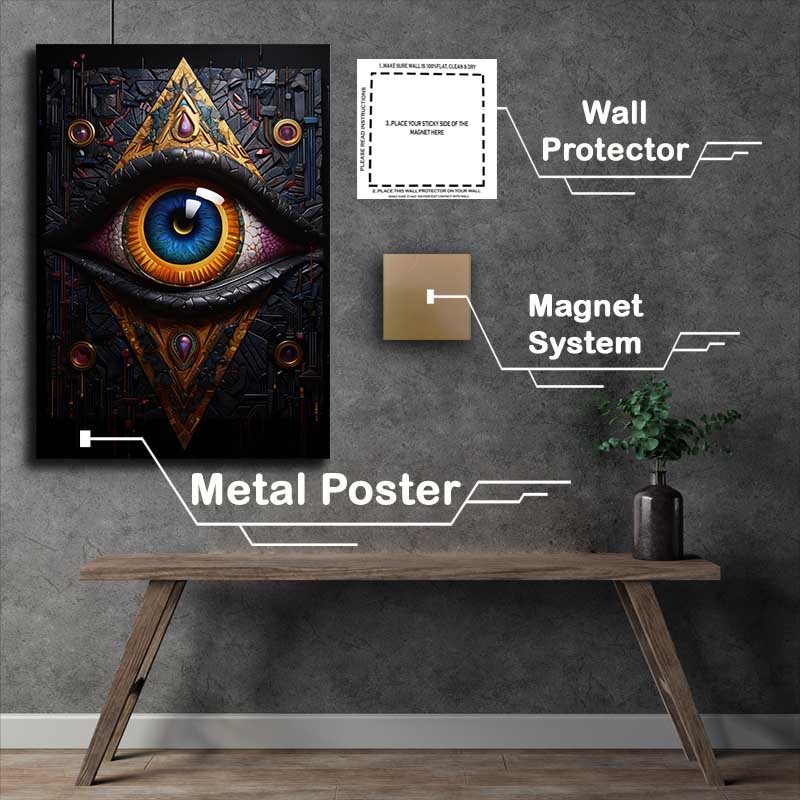 Buy Metal Poster : (Abstract Chroma all seeing eye painting)
