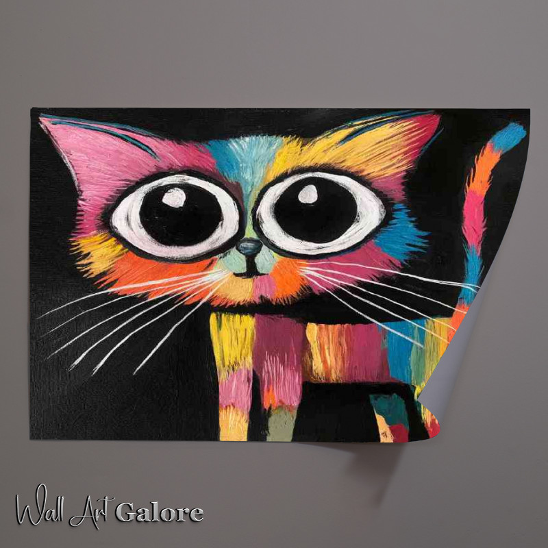 Buy Unframed Poster : (An artistic representation of a colourful cat)