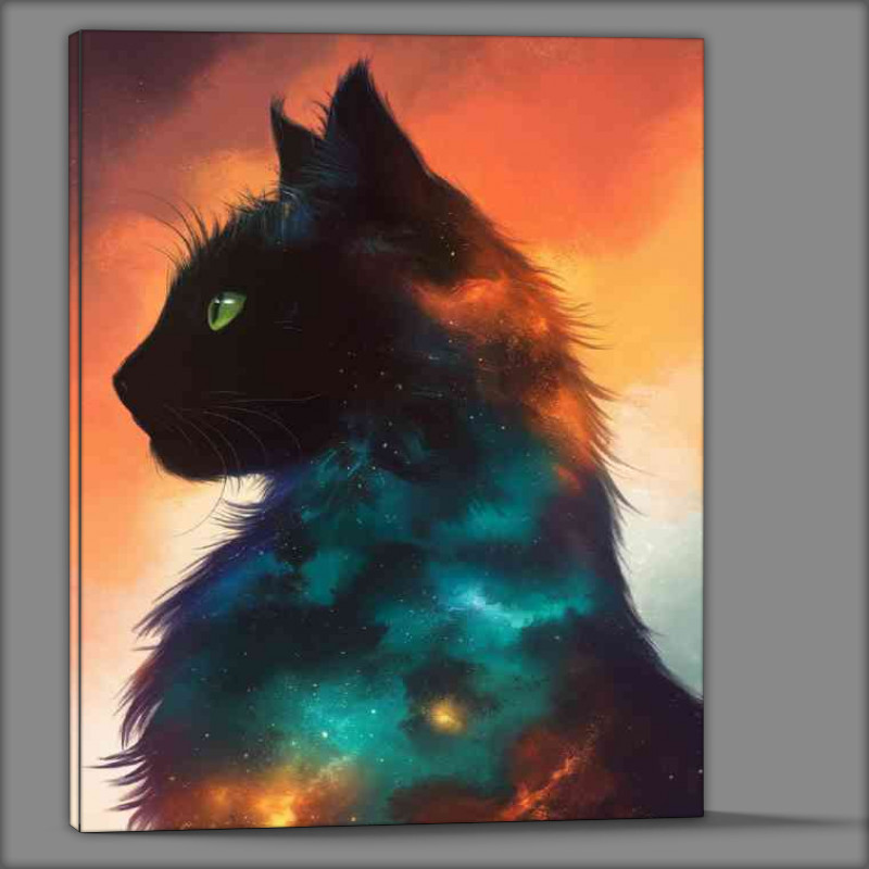 Buy Canvas : (Majestic silhouette of a cats profile set)