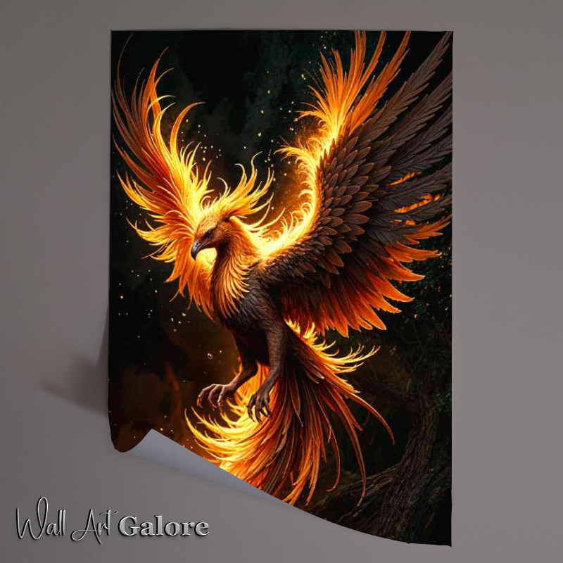 Buy Unframed Poster : (Fiery colourful phoenix with fire and ember sparks)