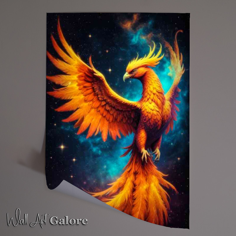 Buy Unframed Poster : (Majestic fiery phoenix at night-studio)