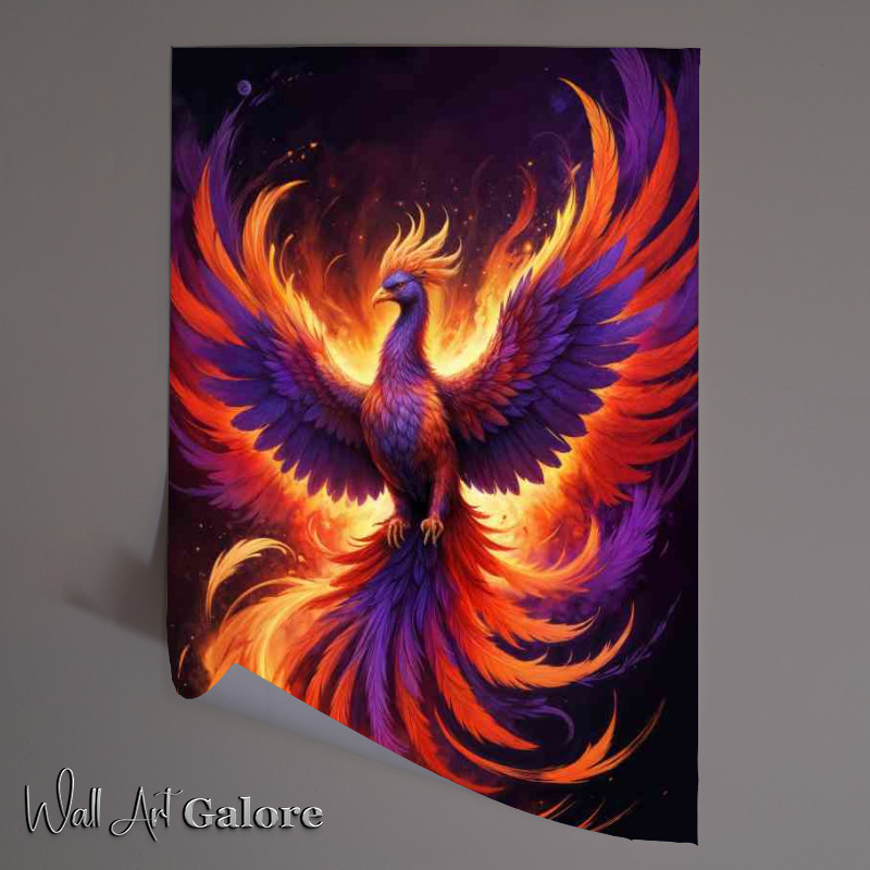 Buy Unframed Poster : (Majestic phoenix with vibrant reds and purples)