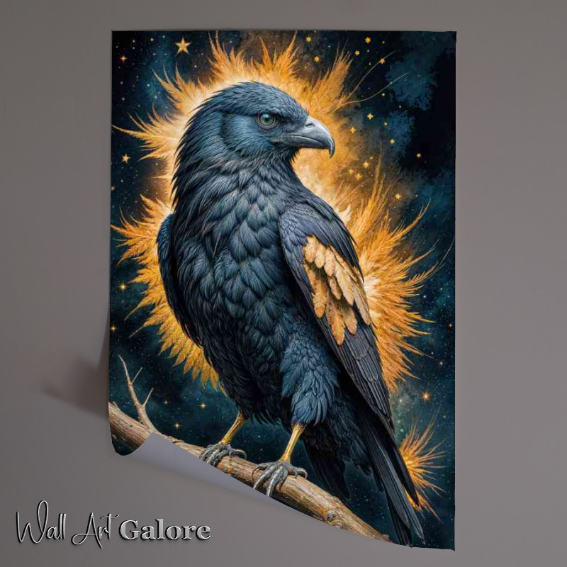 Buy Unframed Poster : (Silver blue raven perched high)