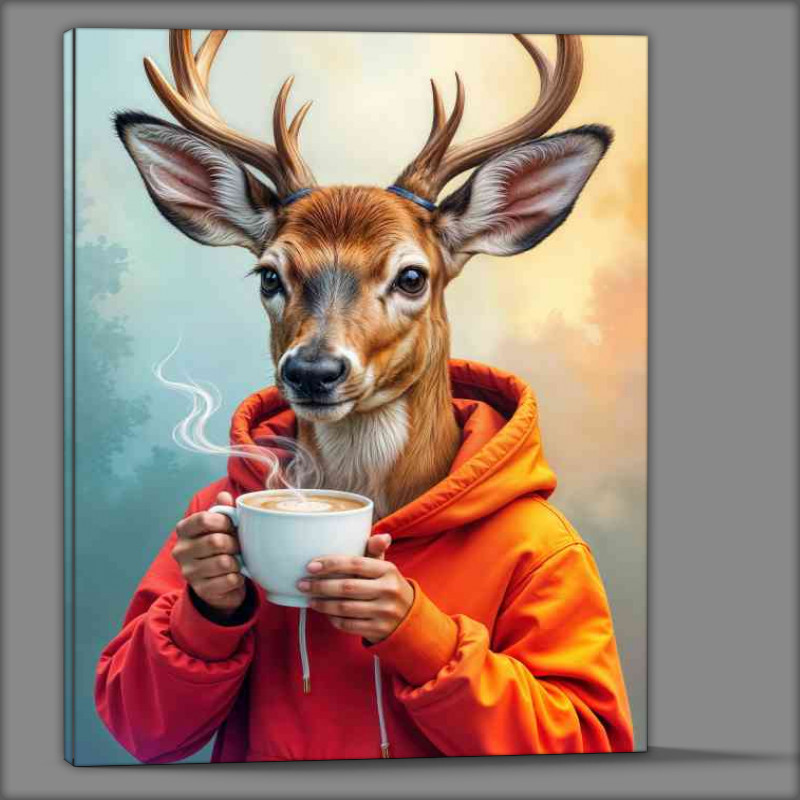 Buy Canvas : (Deer enjoying his morning coffee)