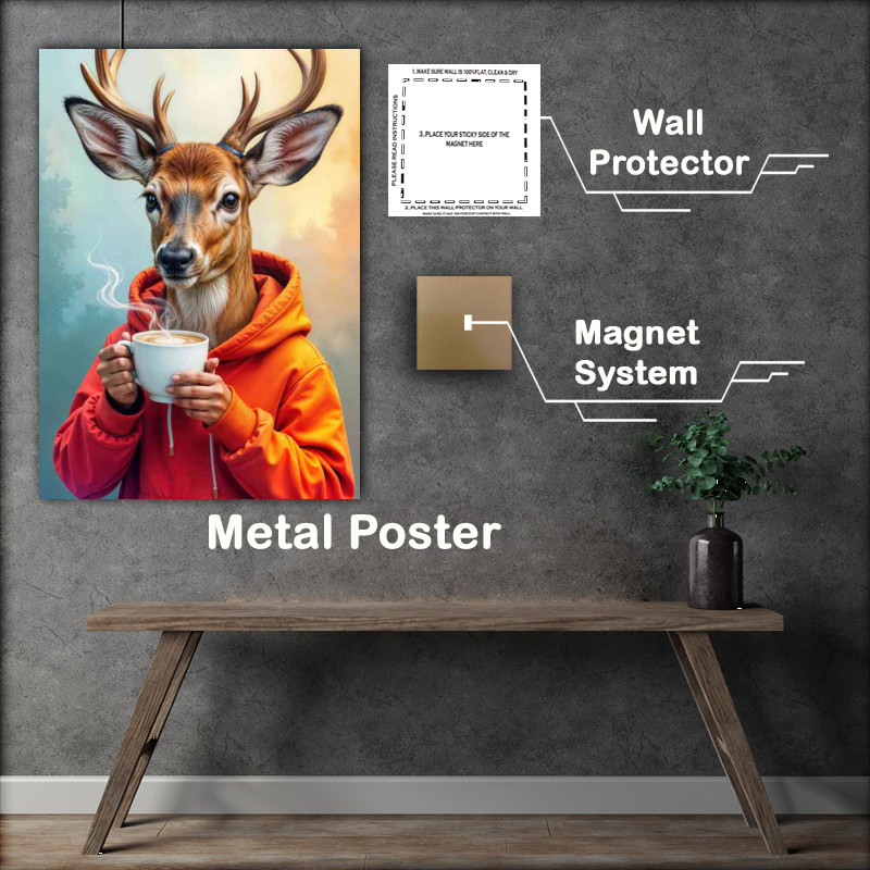 Buy Metal Poster : (Deer enjoying his morning coffee)