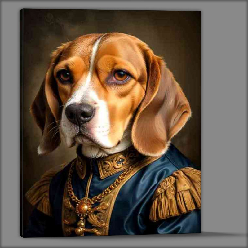 Buy Canvas : (Magestic beagle dog in surreal vintage attire)