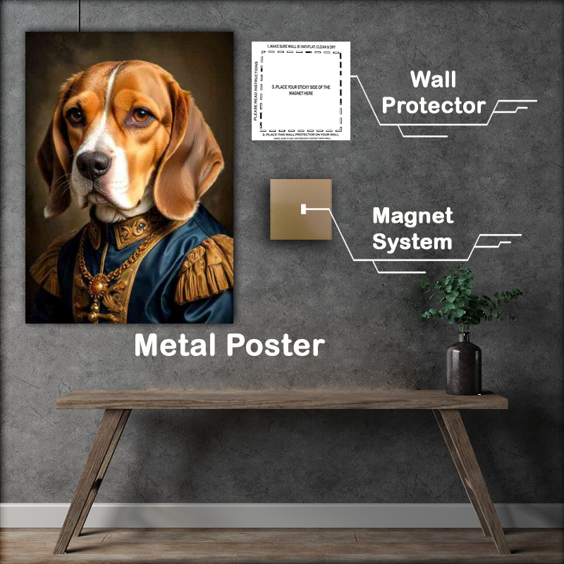 Buy Metal Poster : (Magestic beagle dog in surreal vintage attire)