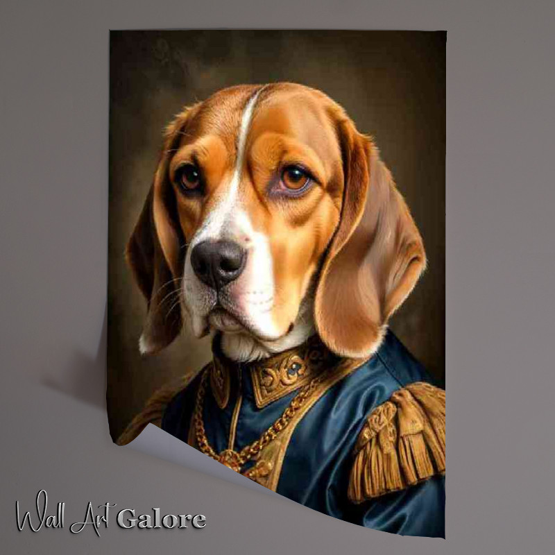 Buy Unframed Poster : (Magestic beagle dog in surreal vintage attire)