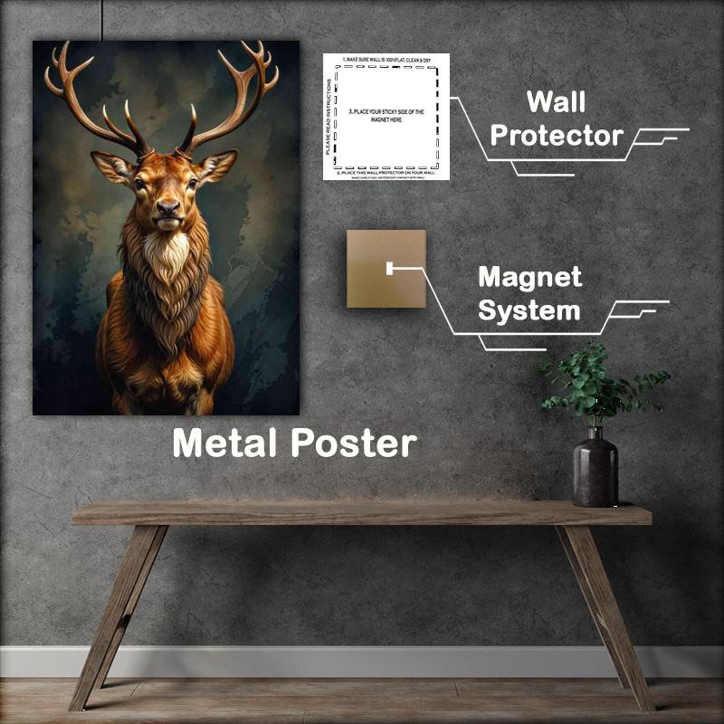 Buy Metal Poster : (Magestic wild stag with antlers)