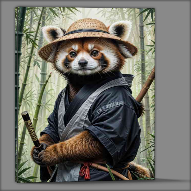 Buy Canvas : (Red panda samurai in a bamboo forest)