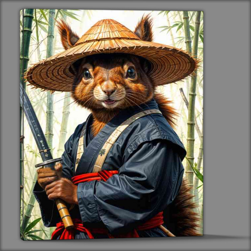 Buy Canvas : (Red squirrel samurai warrior in bamboo forest)