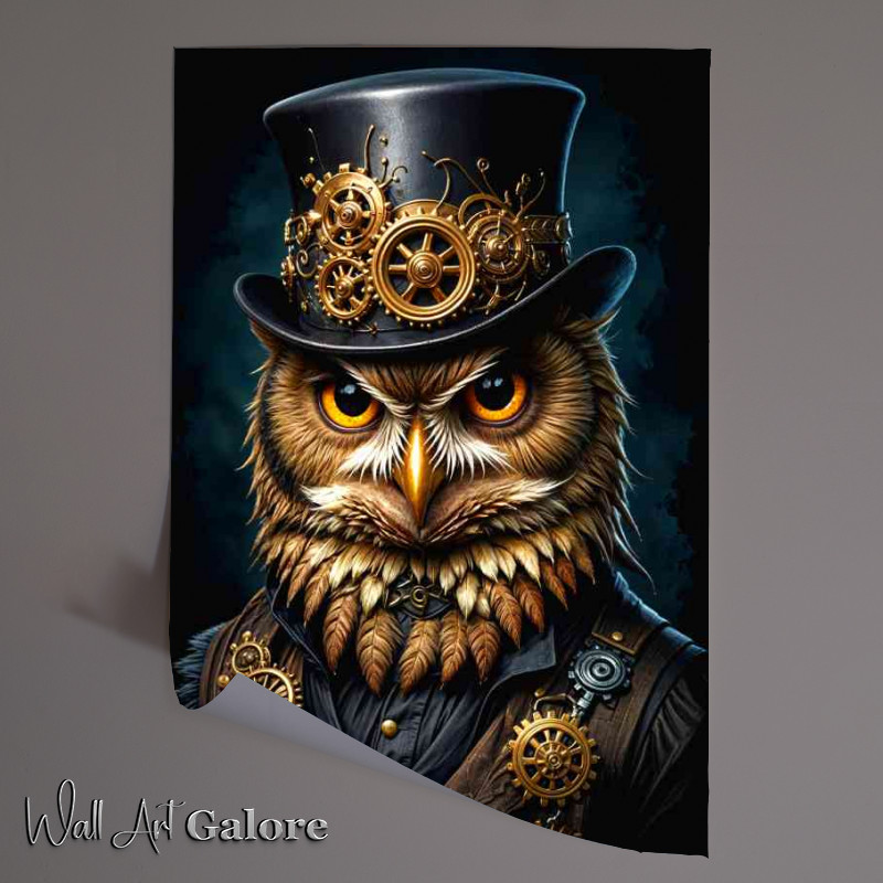 Buy Unframed Poster : (Steampunk owl wiith cogs surrealism)