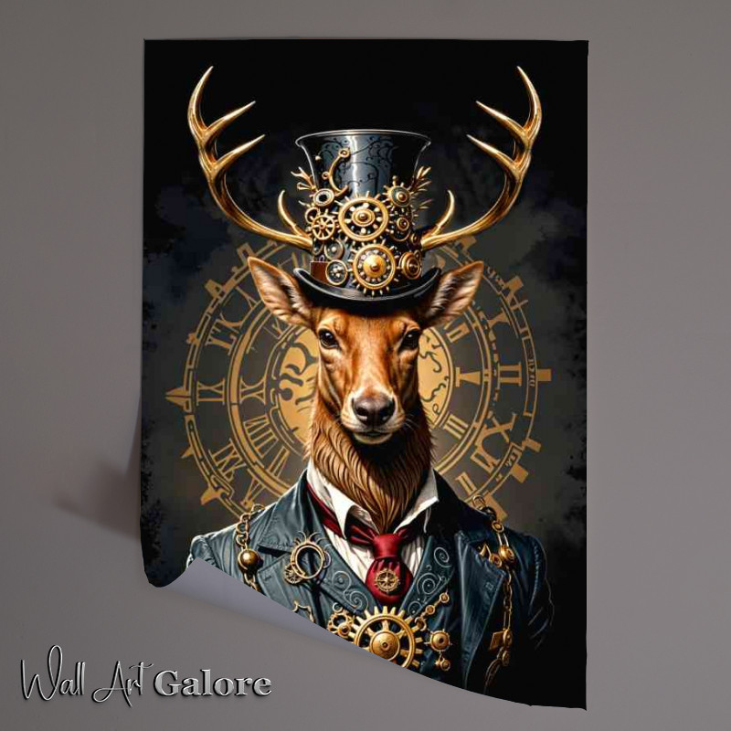 Buy Unframed Poster : (Steampunk stag with surreal attire)