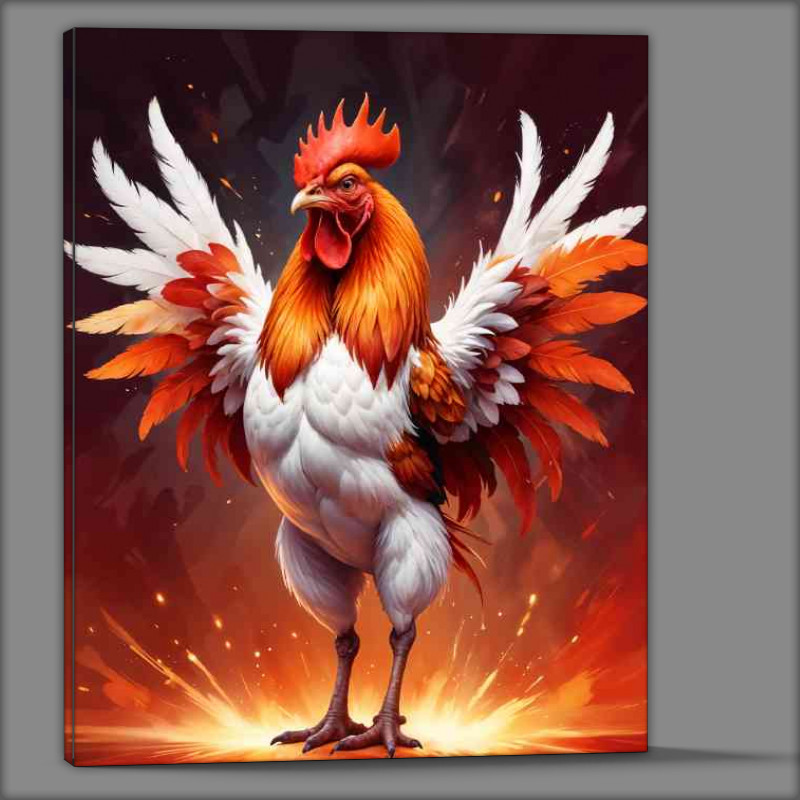 Buy Canvas : (White rooster with some colour)