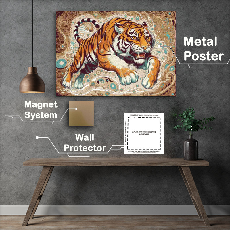 Buy Metal Poster : (Vibrantly illustrated tiger intricately designed)