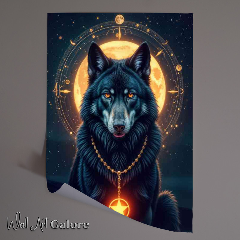 Buy Unframed Poster : (Bkack wolf head with orange eyes)