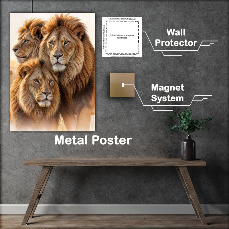 Buy Metal Poster : (Closeup of the trio of Lions)