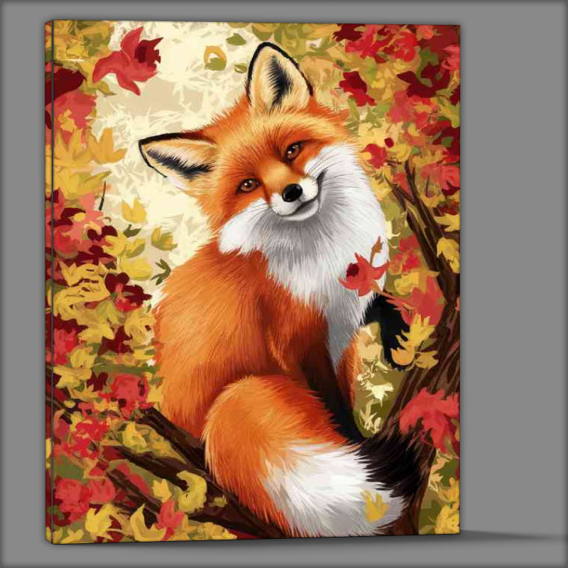 Buy Canvas : (Colorful depiction of a fox amidst a forest)