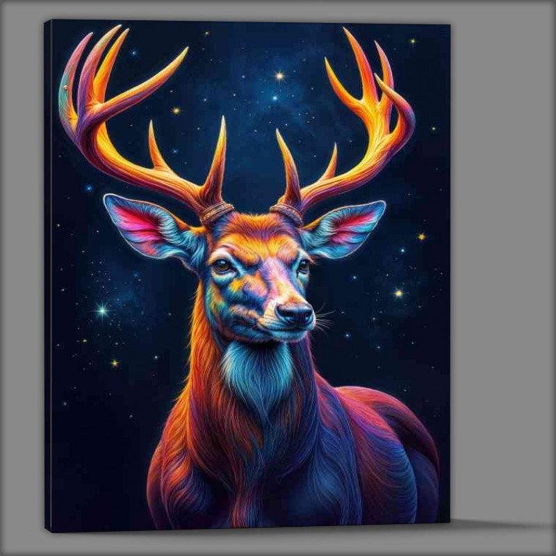 Buy Canvas : (Majestic colourful stag at night)