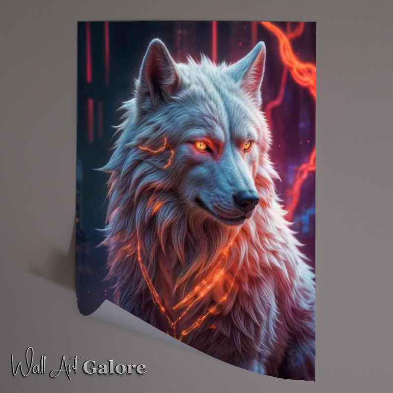 Buy Unframed Poster : (Majestic white wolf with flowing fur)