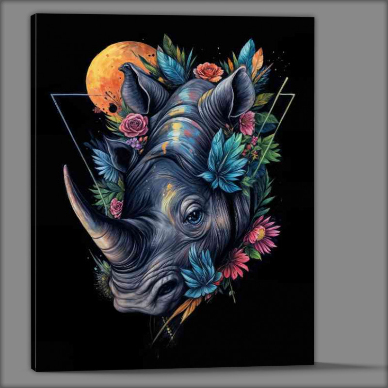 Buy Canvas : (Rhinoceros colourful with flowers)