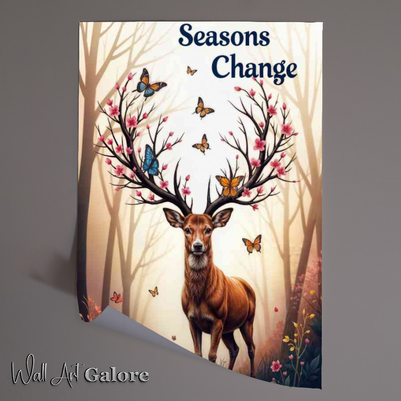 Buy Unframed Poster : (Seasons with the stag and butterfiles)