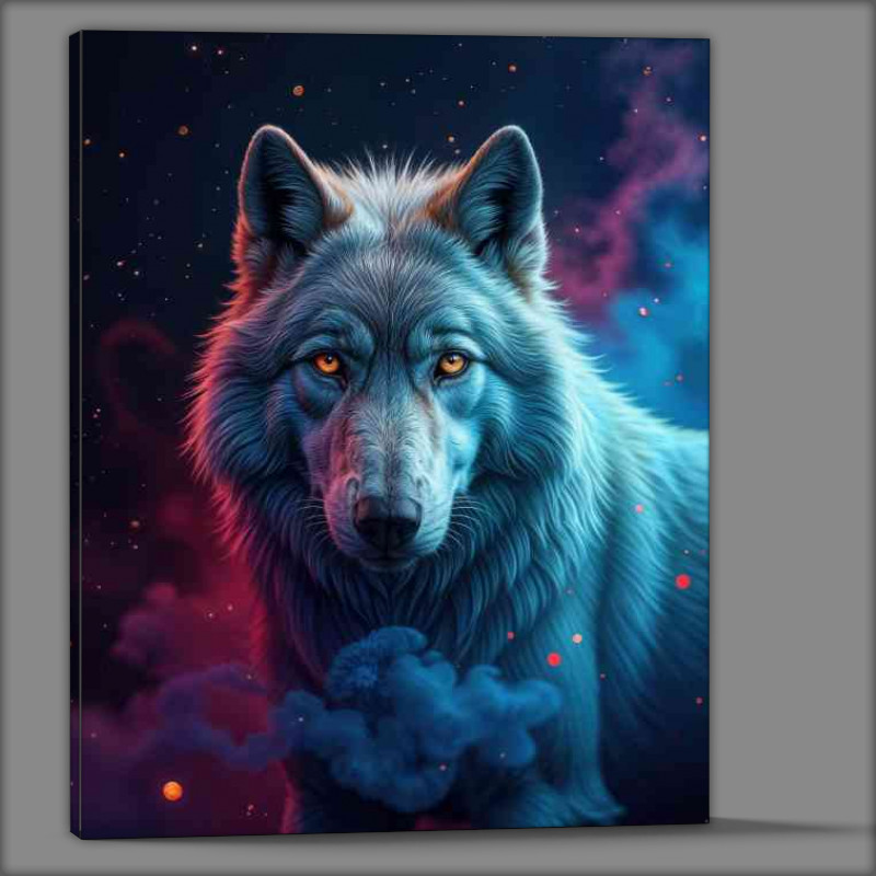 Buy Canvas : (White wolf in neon style)