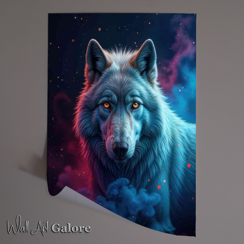 Buy Unframed Poster : (White wolf in neon style)