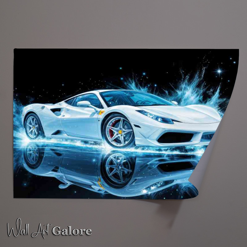Buy Unframed Poster : (Laferrari ferrari style white super car with splashes)