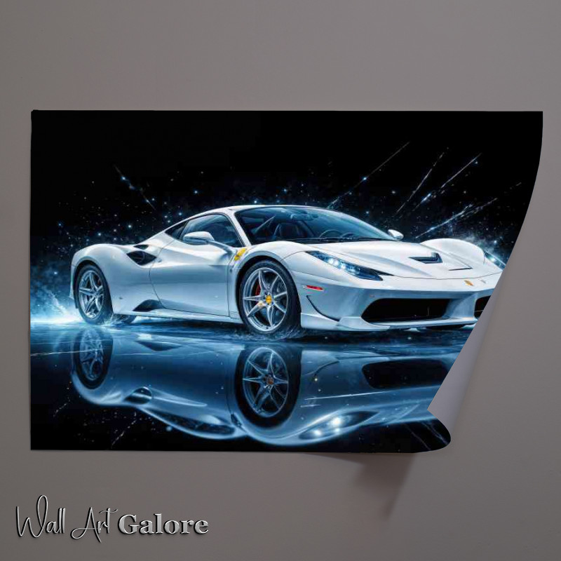 Buy Unframed Poster : (Laferrari white light blue tones ferarri style super car)