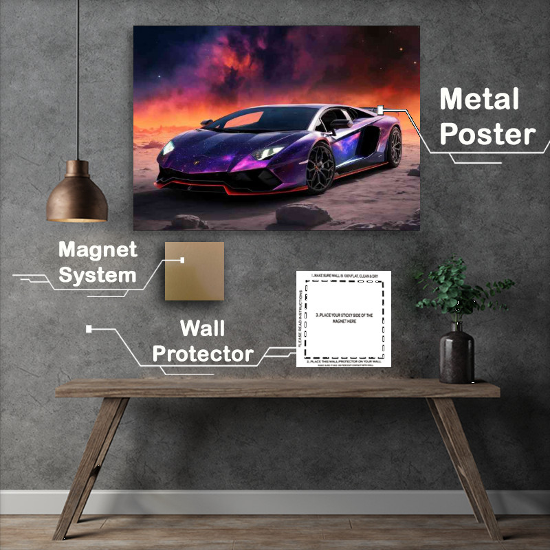 Buy Metal Poster : (Lamborghini in the bleak background)