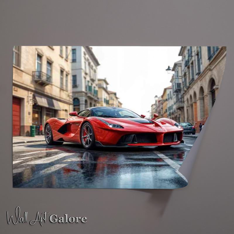 Buy Unframed Poster : (Red ferrari laferrari style with doors)