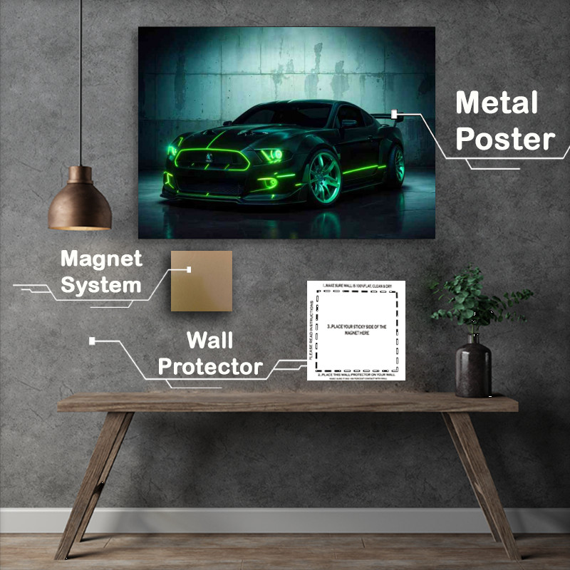 Buy Metal Poster : (Shelby gt 500 neon green style Super car)