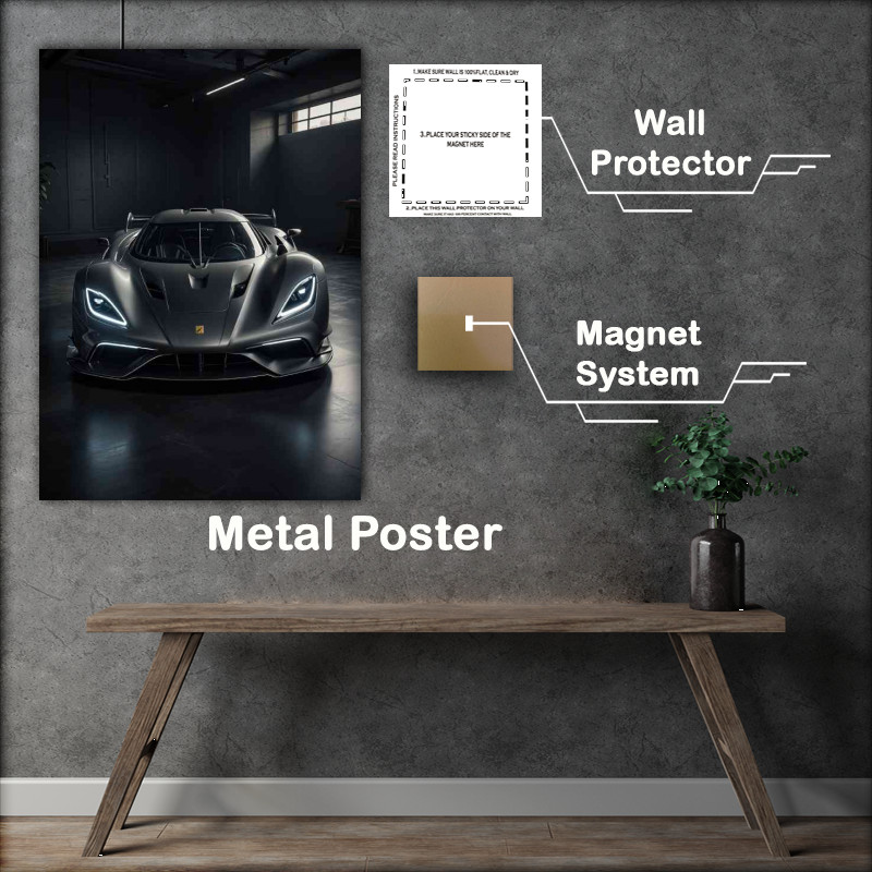 Buy Metal Poster : (Futuristic looking Koenigsegg Jesko hypercar dark and moody)
