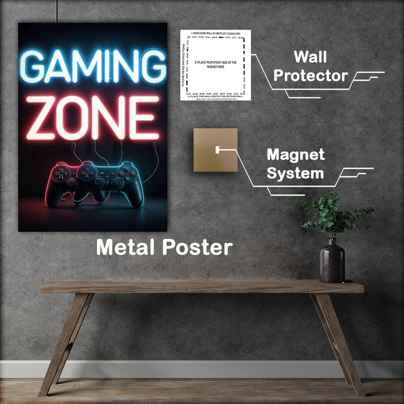 Buy Metal Poster : (Gaming zone neon sign)