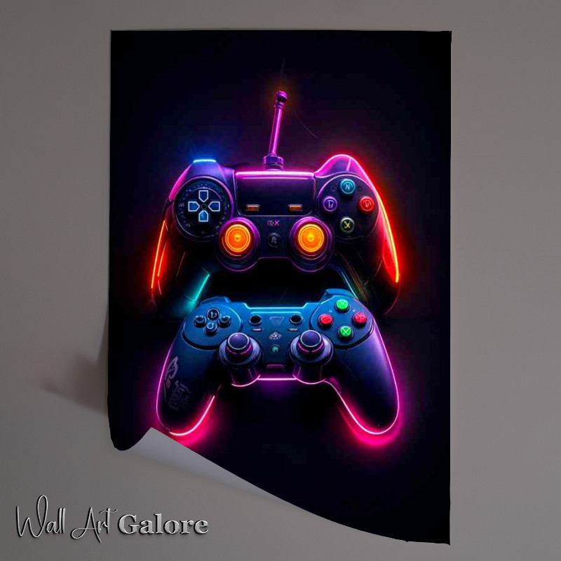 Buy Unframed Poster : (Moody neon game ready controllres)