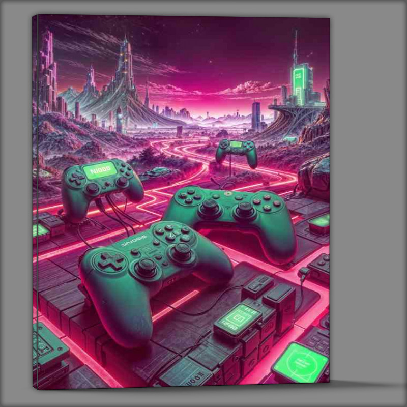 Buy Canvas : (Retro old graveyaard controllers neon)