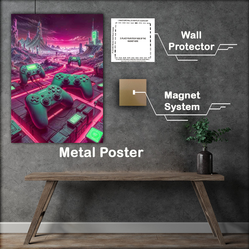 Buy Metal Poster : (Retro old graveyaard controllers neon)