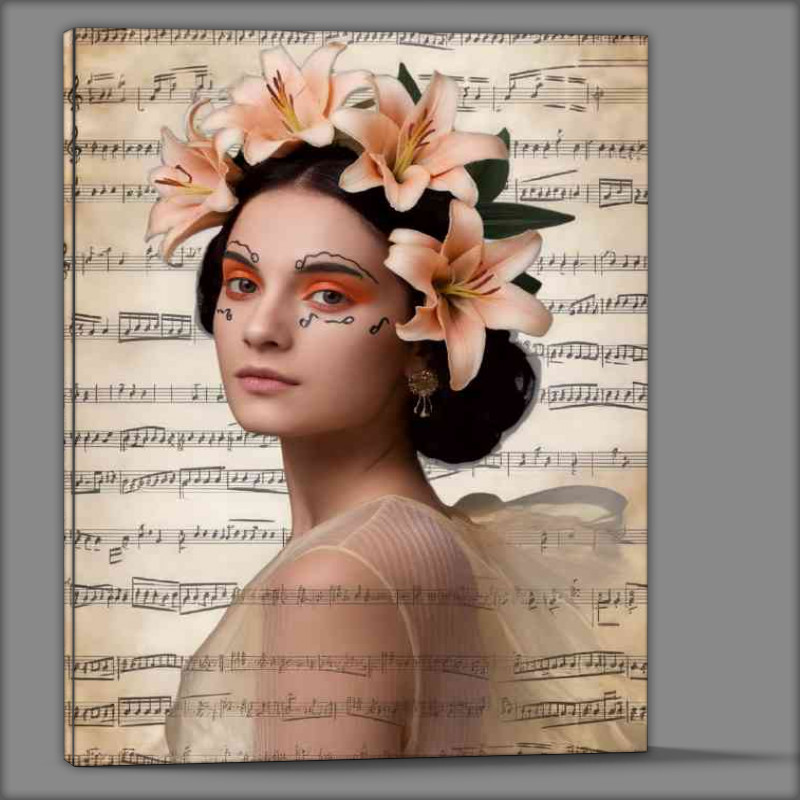 Buy Canvas : (Woman with a serene expression with musical notes)