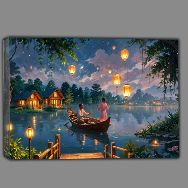 Buy Canvas : (Princess in a rowing boat on the lake)