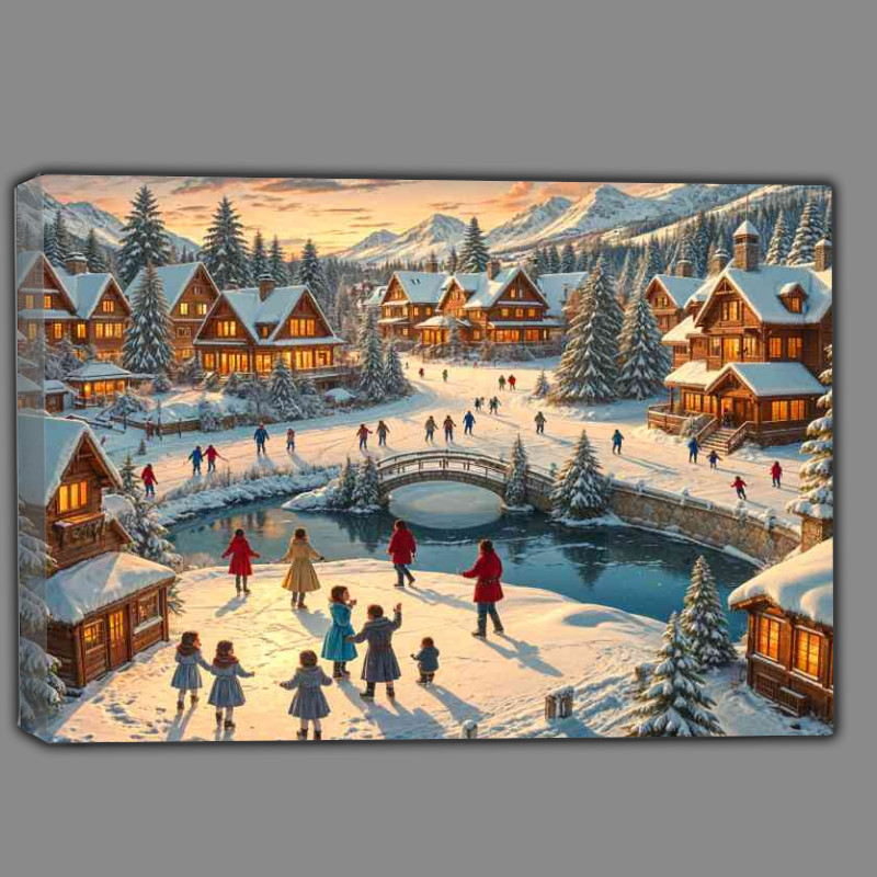Buy Canvas : (Winter wonderland children playing)
